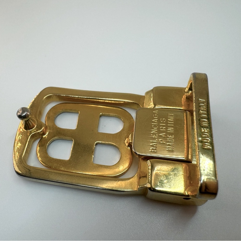 Balenciaga BB Logo Belt Buckle Gold Silver Authentic EUC Balenciaga Logo - Picture 9 of 10